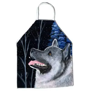 212 MAIN Starry Night Norwegian Elkhound Cloth Bib Apron - Multifunctional Apron Fabric, 27x31 in., Apron Fabric Aprons