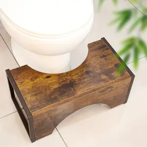 Heavy Duty 400lb Bathroom Toilet Stool – 7" Extra High Non-Slip Wooden Ottoman, Easy Setup for Adults, Home & Spa