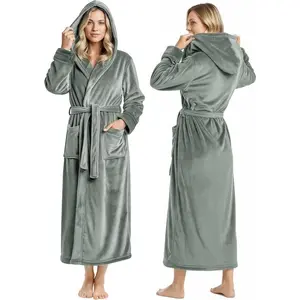 Premium Womens Robe with Hood, Plush Fleece Long Bath Robe for Women, Fluffy Soft Women's BathrobeGift