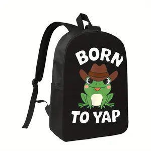 Best Trendy A  Born to Yap Frog Graphic 1 1 4xx backpack for school Fashionable Polyester Printed Backpack Simple and Elegant, for Teenager Boys Girls Birthday Gifs for School Supplies