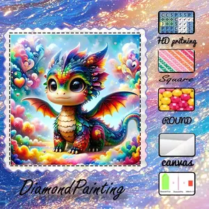 5D-DIY, velvet canvas, diamond art, Diamond art tools, diamond painting kit, rainbow dragon, dreamy clouds, vibrant colors. AB diamonds, crystal diamonds, perfect home decor, handmade diamond art painting kit, special craft diamond art kit
