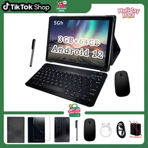 10.1 Inch Android Tablet PC, Octa-Core Processor, HD Screen, Entertainment & Office Dual Channel, WiFi Support, Bluetooth-compatible Keyboard Mouse Set, Stylus Included, No Adapter, Pink/Blue/Silver, Tablet With Keyboard