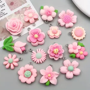 15-Piece Resin Flower Pendant Set, Resin Metal Charms, DIY Jewelry Making, Ear Studs, Keychains, Phone Charms, Bracelet Necklace Accessories