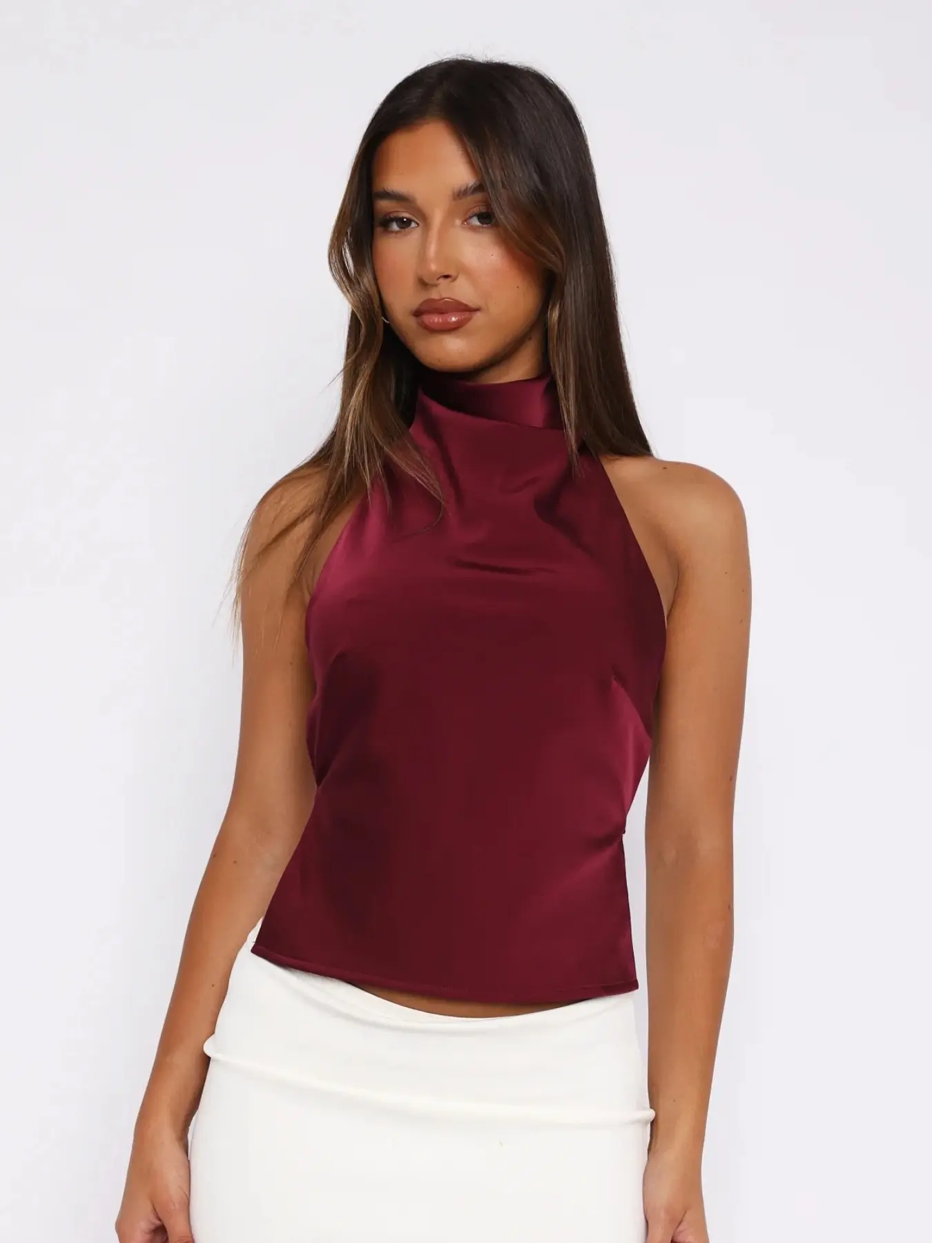 Women's Elegant Backless Tank Top, Camisole Tank Tops, Sexy Sleeveless High Neck Vest, Plain Y2K Party Night Outwear, All Seasons Slim-Fitting Clothing, Chic, Elegance