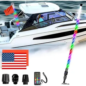 4FT Chasing Color LED Boat Navigation Light with Plug-in Base and Remote Control for Marine Boat