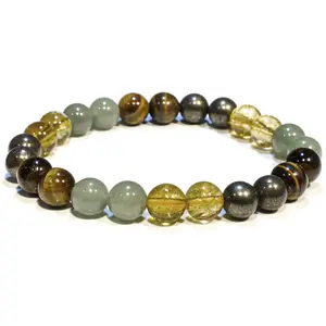 Money Wealth Success Bracelet - Pyrite Green Aventurine Tiger Eye Citrine Bracelet Set for Men Women Healing Calming Anxiety Stress Relief Pulseras Para Hombres Mujer Stocking Stuffers