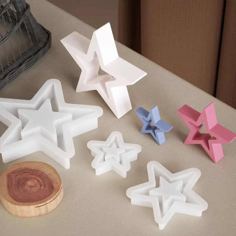 1pc Five-Pointed Hollow Star Silicone Mold - Perfect for DIY Concrete, Clay, Resin, Gypsum Plaster Crafts and Home Decorations - Ideal for Eid Al-Adha Mubarak and Other Festive Occasions