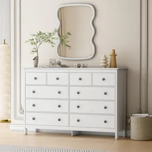 8/10 Drawer Dresser, 50"/55" Modern White Dresser &Chests of Drawer, 8/10 Drawer Wide Dressers for Bedroom
