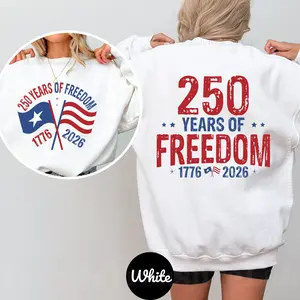 250 Years of Freedom USA Sweatshirt, Patriotic American Flag Tee