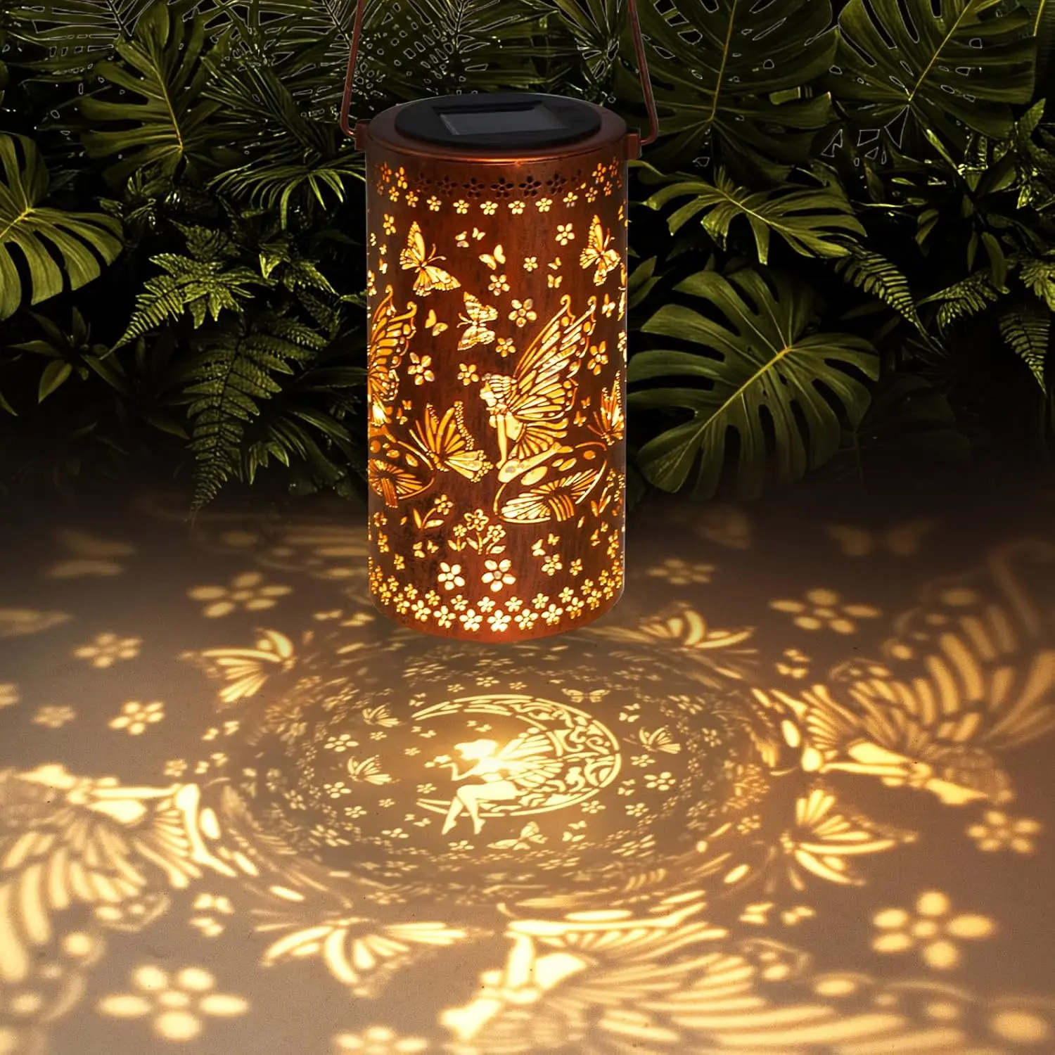 DIBIEECN 2 Pack Birthday Gifts for Women Mom Grandma Wife, Solar Lanterns Outdoor Waterproof, Metal Hanging Lights Garden Decor, LED Decorative Lantern for Patio Porch Backyard, Fairy, 1 Pack