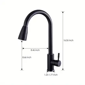 Matte Black Swivel Kitchen Sink Faucet Pull Out Sprayer Single Handle Mixer Tap