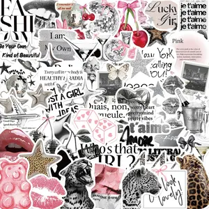 50-Pcs Vintage Silver Lucky Girl Series Stickers - PVC Waterproof Decals for Cellphone, Skateboard & Phone Case DIY Decoration