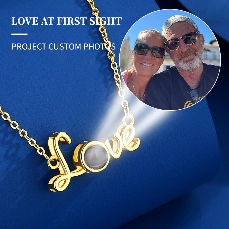 L&M Photo Customized Necklace HD Color Photo Projection Letter Pendant Euro-American Trendy Personalized Birthday Christmas Gift for Parents Loved Ones Crystal Amulet Gifts for Girlfriend Mom Women Cute Gifts for Girlfriend,custom gift