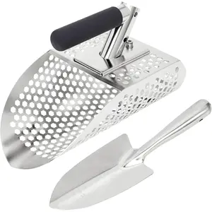 Sand Scoops for Metal Detecting, Stainless Steel Metal Detector Scoop with Digging Tool, Sand Sifter Shovel, Metal Detector Accessories, Heavy Duty Metal Detecting Shovel, Sand  Rake for Beach