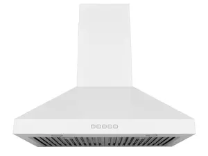 Hauslane Wall Mount Range Hood 30 Inch, Pro Model, Matt White Stainless Steel Range Hood, Strong Suction, Changeable LED Lamps, 6” Duct or Ductless, Kitchen Hood Vent, Stove Hood Vent