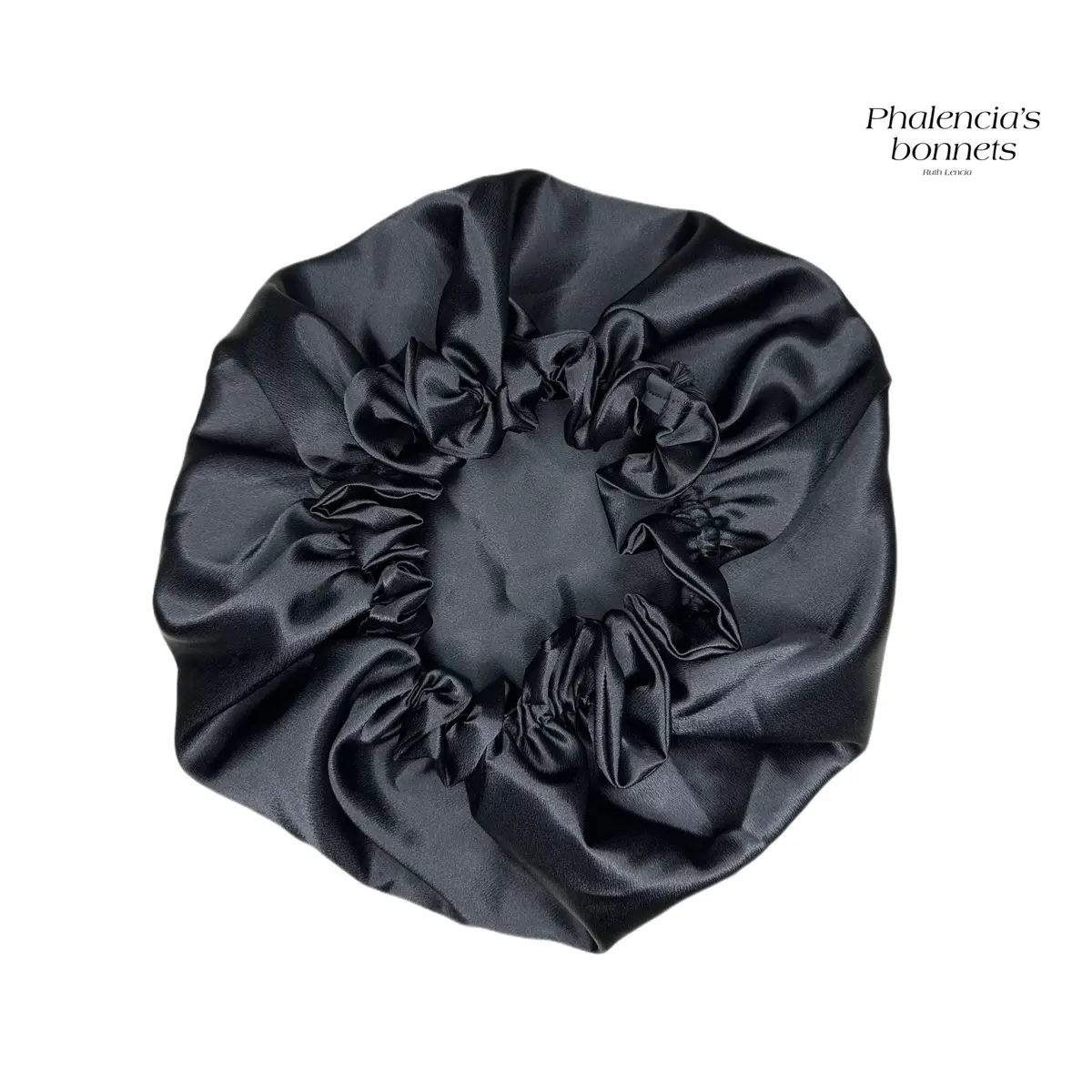 Black adjustable satin bonnet