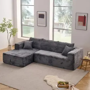 105” Cloud Sectional Couch, Boneless Sofa for Living Room, Modular Sectional Sofa with Deep Seat, Comfy Fluffy Couch with L-Shaped Chaise, No Assembly Required