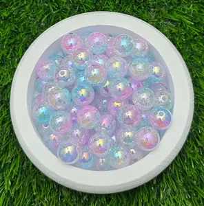 16MM Pastel Pink & Blue Iridescent Acrylic Beads – 5 Piece Pack
