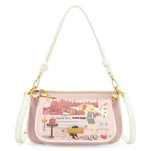 Venetti Shoulder Bag, Crossbody Bag for Women with Adjustable Strap, Women's Hand-Painted Cute Clutch Hobo Bag. Colorful Leather Bag