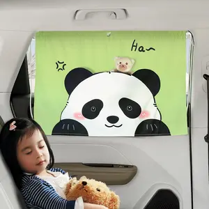 Car Sunshade Curtain Cartoon Suction Cup Insulation UV Protection Rear Side Window Privacy Blind Interior Curtains