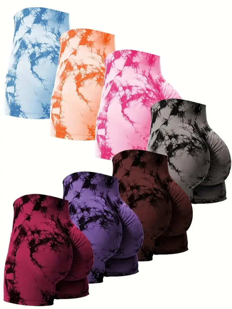 Shorts High Waisted Leggings for Women Slim Tummy Control Printed Pants for Running Cycling Yoga