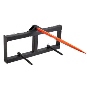 49-Inch Hay Spear Bale Forks With 1600 Lbs Load Capacity For Skid Steer Loader Tractor Attachments, Includes Two 17.5-Inch Stabilizer Spears And Quick Attach Spike Forks For Easy Material Handling