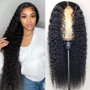 Glueless Deep Wave Wig, Real Human Hair, Pre-Trimmed, HD Lace Closure, One-Step Installation, Natural Black, 13x6 HD Lace Front Curly Wig, Natural Hairline, With Baby Hair, Women's Special Offer