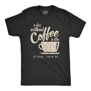 Mens A Day Without Coffee Funny Graphic T shirt Caffeine Addicted Cool Vintage Mens Funny T Shirts Cool Vintage Fashion T-Shirt Gift Classic Menswear Introvert Apparel for Men Funny Coffee Short Sleeve Novelty Black
