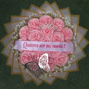 quieres ser mi novia rosas eternas ramo flores Bouquet baby breaths flowers decor decoration gift regalo