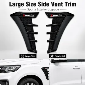 Truck Side Vent Trim Large Size, Glossy Black Sporty Fender Accent Cover, Pickup Exterior Decoration Accessories, Easy Install No Drilling