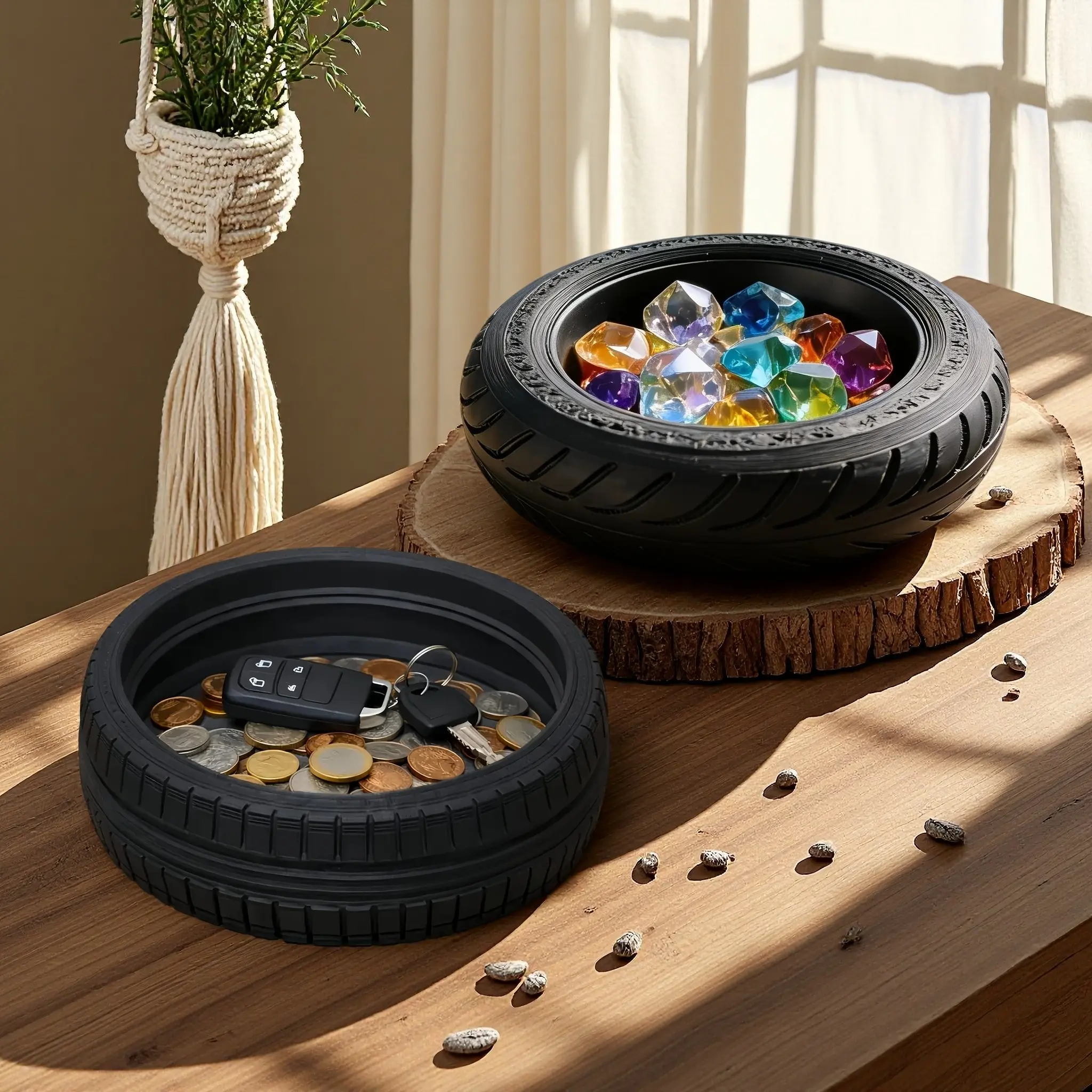 Creative Tire-Shaped Storage Tray, Desktop Organizer Box, Key Jewelry Coin Sorter, Innovative Desk Accessory, Space-Saving Design