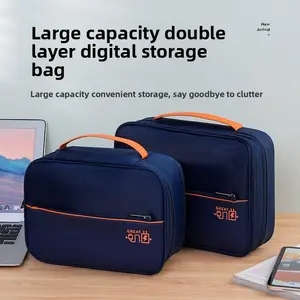 Data Cable Organizer Bag, Double Layer Portable Travel Case for Charger & Electronic Accessories
