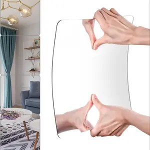 Modern Self-Adhesive Mirrors Set of 4, 11.81x11.81 Inches Unframed Design, 2mm Thickness, Perfect for Bathroom Vanity Wall Mounting