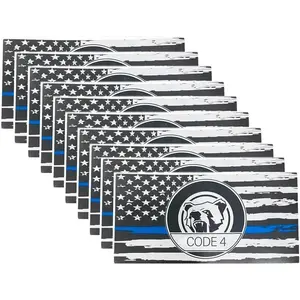 10 count Thin Blue line Flag  Sticker Decal,  Support  Flag Bumper Stickers for   Window Laptop, Bandera de policia la linea Azul para carro