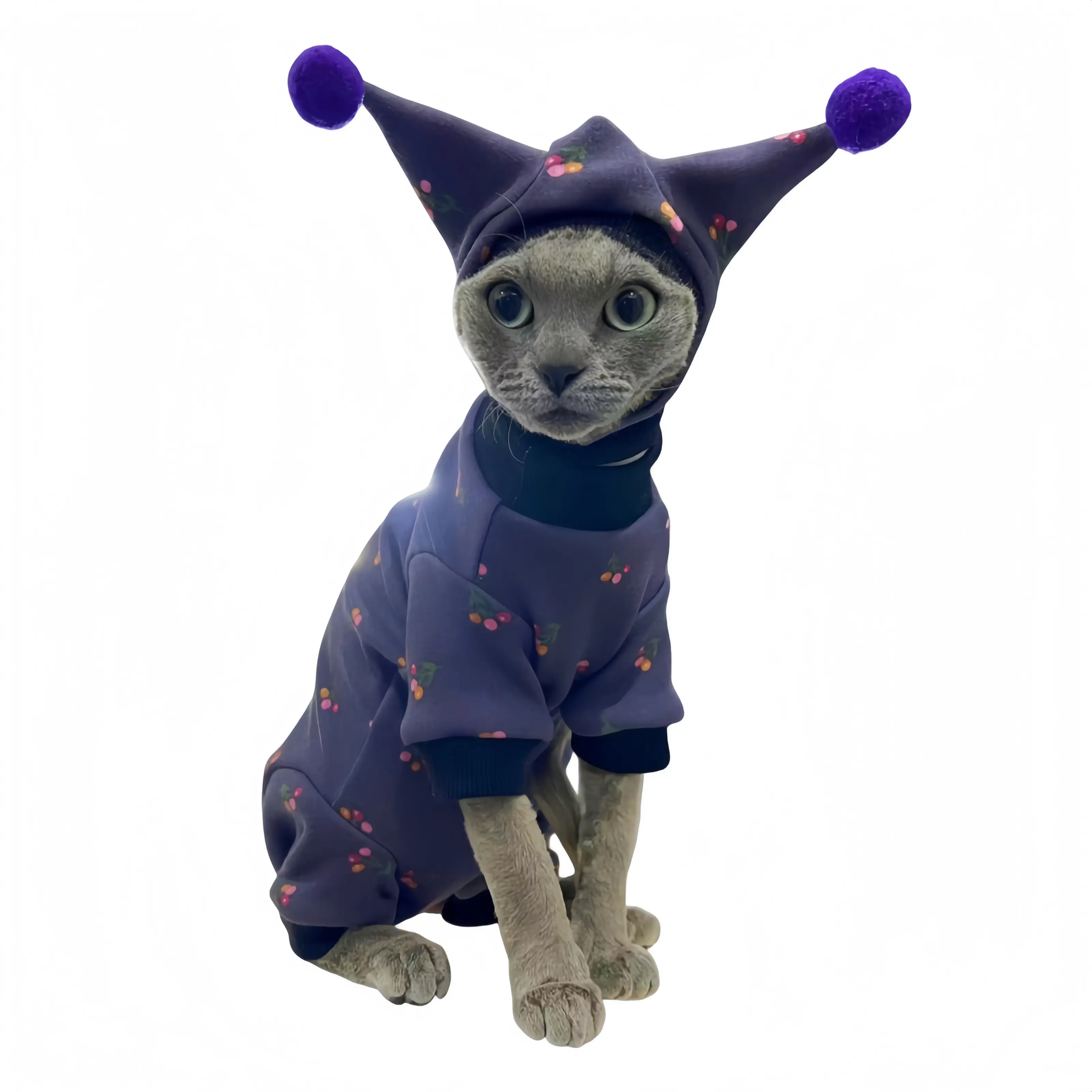 Hairless Cat Fleece Base Layer Undergarment for Sphynx & Devon Rex - Small Size, Ultra-Soft, Medium-Weight, Stretchable, Non-Pilling, Cold Weather Warmth, M