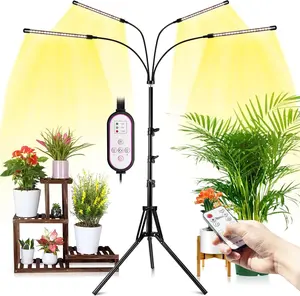 New Grow Lights for Indoor Plants Yellow Light with 15-63 inches Adjustable Tripod Stand Plant Light with 4/8/12H Timer with Remote Control