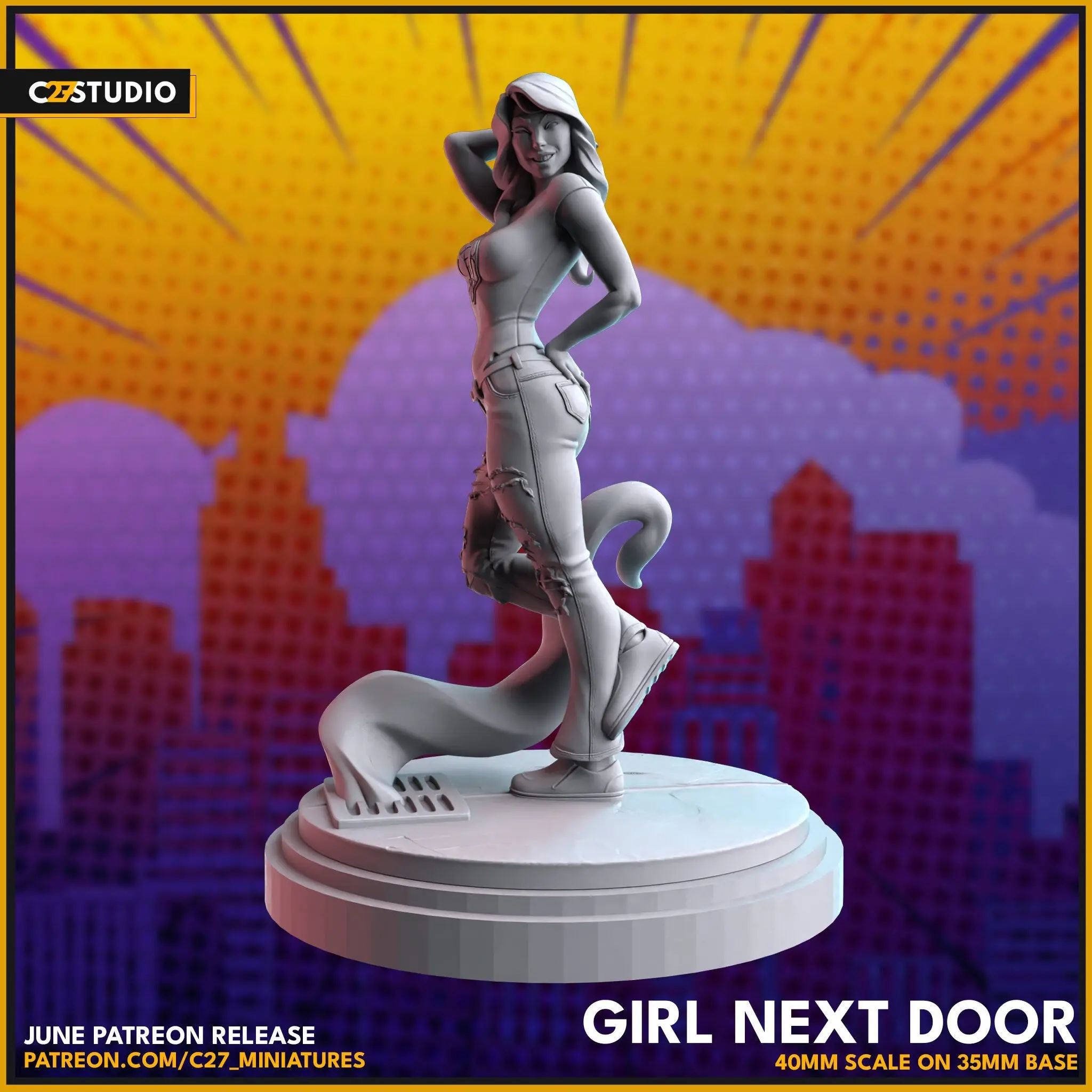 Mary Jane 40mm Scale Character Figure Miniature, Crisis Protocol Proxy, 3D-Printed Collectible Decorative Accessory Miniatures for Home Decor | C27, 3D-Printed Miniatures