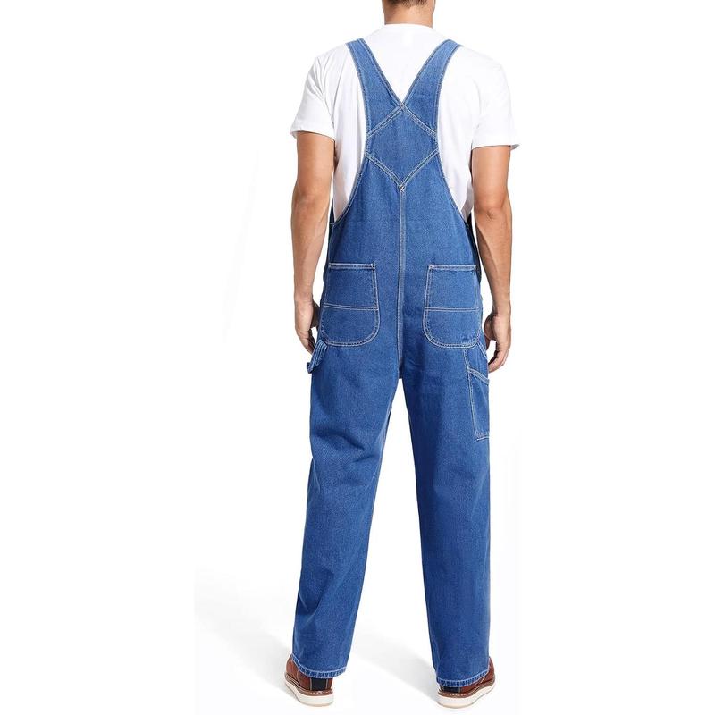 HISEA Men's Denim Bib Overall, Mens Relaxed Fit Overall Midweight Workwear with Adjustable Straps and Convenient Tool Pockets