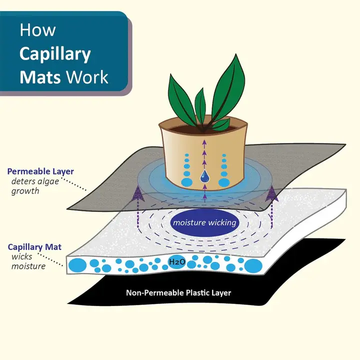AquaMat Capillary Mat Systems for Aquatic Pet Water Treatment - 2×4 ft Surface Coverage, 4 x 4 Design Compatible with 1 gal Grassroots Bottomless Pots for Plant Roots Support