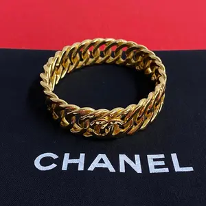 Pre-owned CHANEL Stainless Small Leather Goods Coco Mark Bangle Accessory