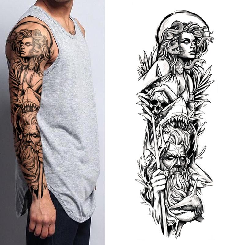 Ancient Myth Pattern Temporary Tattoo Sticker, 6 Sheets Long Lasting Fake Tattoo Sticker, Body Art Sticker for Arm & Leg