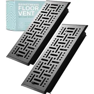 2 Pack Basketweave Decorative Floor Register Vent with Mesh Cover Trap