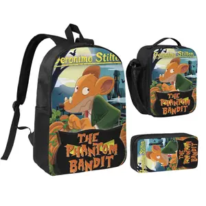 Spacious geronimo stilton Backpack 3pcs Set geronimo stiltons Daily School Backpack with Insulated Lunch Bag & Pencil Pouch Practical Trendy geronimo stilton kingdom of fantasy Bag Birthday & Back to School Gifts