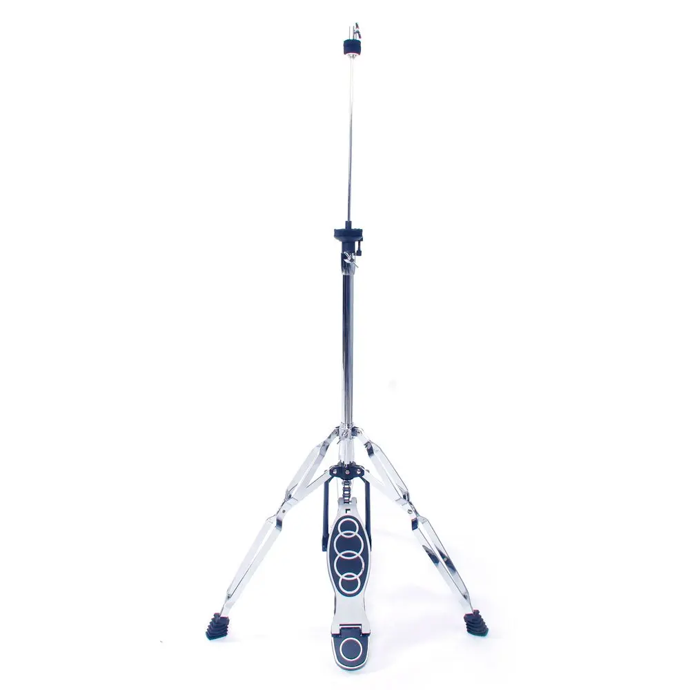 1 x Drum Hi-Hat Cymbal Stand with Pedal - Chrome Metal, Portable, 2-3 ft Double Braced Legs, Adjustable Control, 4.13in Height (Pedal Top to Ground), Silver & Black Percussion Instrument Accessory