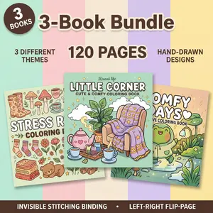 3PCS Adult Stress-Relief Coloring Book Set—An Artistic and Creative Gift Designed Exclusively for Women; Features 120 Simple yet Adorable Designs Spanning a Variety of Major Themes.
