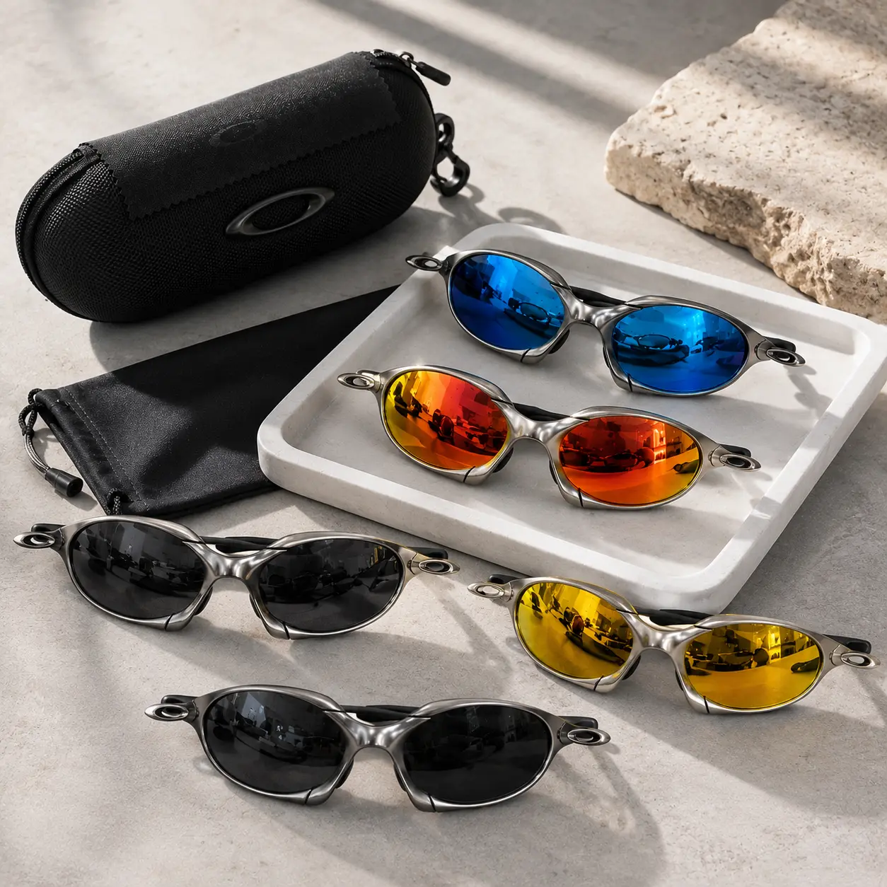 Wraparound Sport Sunglasses – Sleek Metal Frame with Mirrored Lenses for Outdoor Activities
