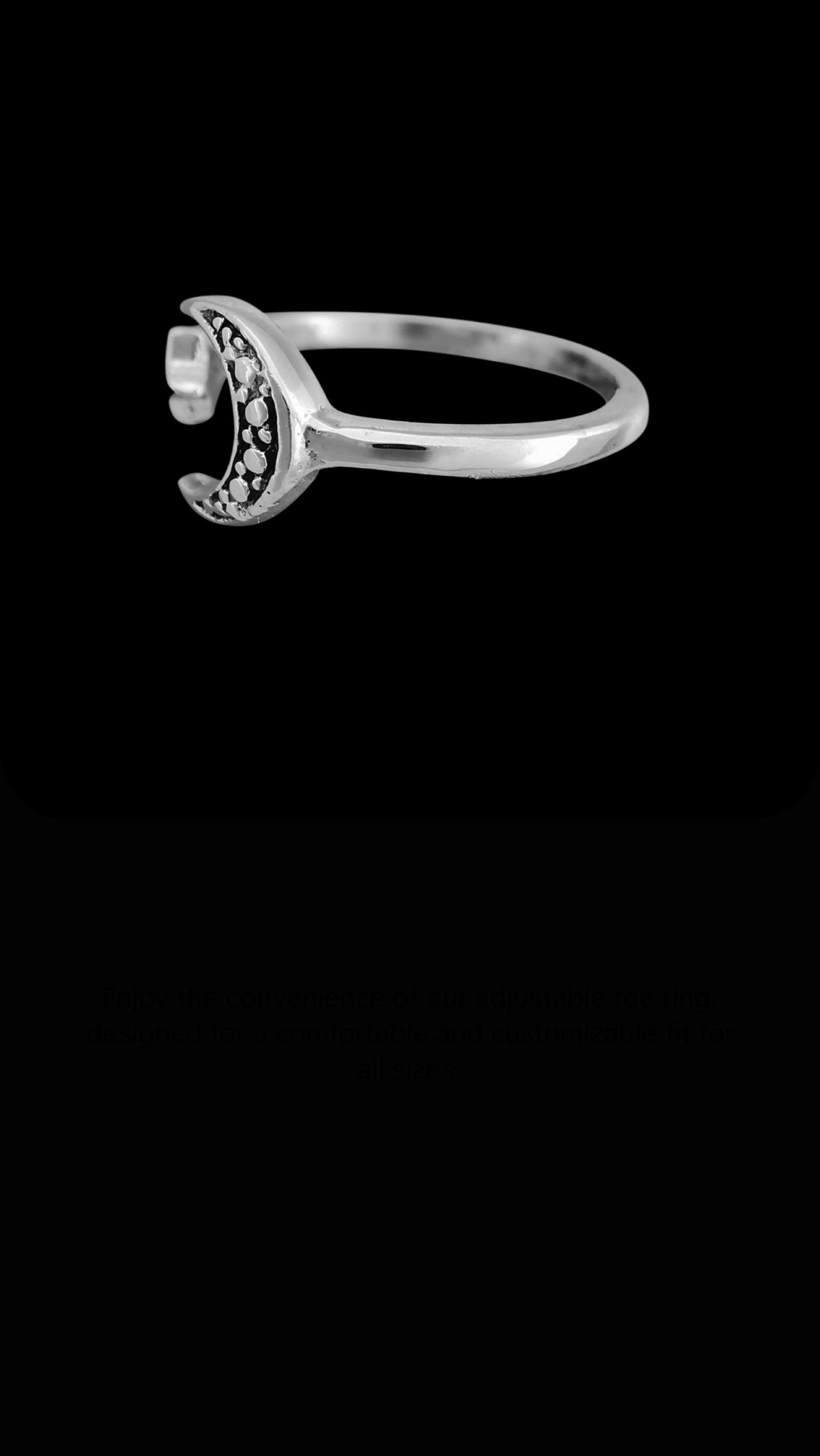 925 Sterling Silver Crescent Moon and Star Adjustable Toe Ring