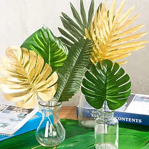Artificial Tropical Palm Leaves Tropical Leaves Monstera Jungle with Stems for Hawaiian Beach Party Birthday Theme Decoration 21 Pieces 7 Kinds