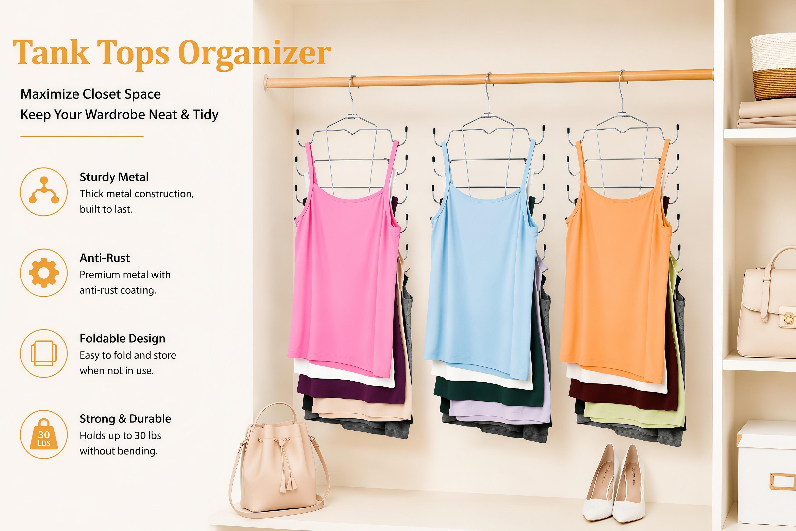 LMMAKE 1PC/2PCS Bra & Tank Top Hanger, Sturdy Metal Space-Saving Sports Bra Storage Holder, Closet Organizer Holds Multiple Bras & Tank Tops Neatly to Save Wardrobe Space
