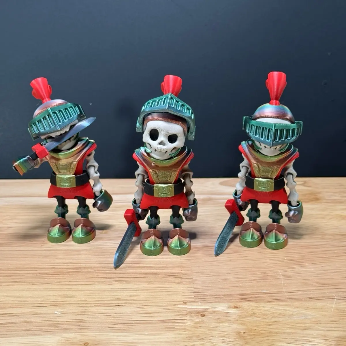 3D Printed Halloween Spooky Dark Rainbow Flexi Knight Skeleton with Sword Figurine